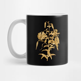 Vintage Gilded Tiger Lily Botanical Gold Leaf Mug
